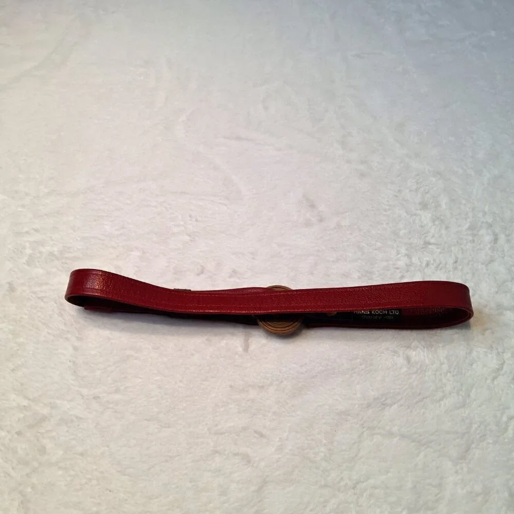 Hans Koch Ltd Red Leather Belt Vintage Minimalist Adjustable Colorblock Retro